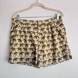 Anthropologie Cartonnier Green Finchley Elephant Print Safari Cuffed‎ Shorts 6